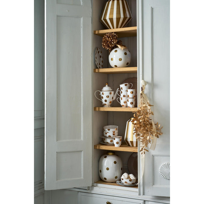 Pip Studio Vaas Stripes - Bloemenvaas van Metaal - Wit| Goud - 24x29cm