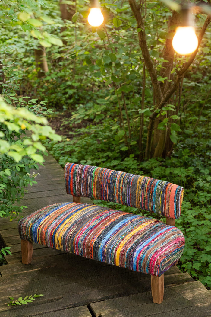 J-Line zetel 2P Chindi - hout|textiel - mix