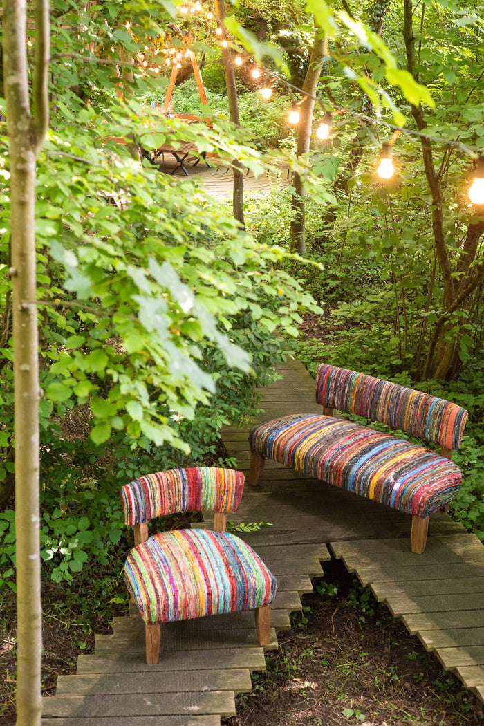 J-Line zetel 2P Chindi - hout|textiel - mix