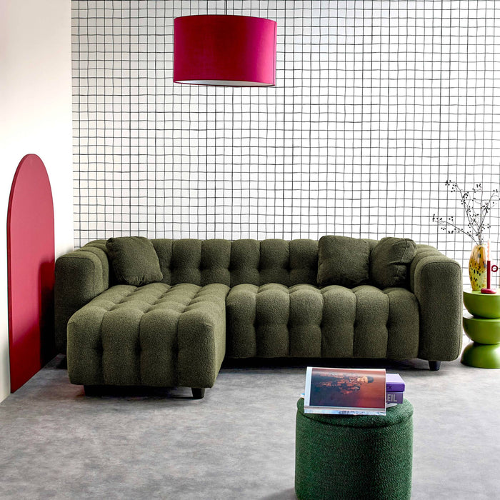 sweeek - Verstelbare hoekbank, boucléstof