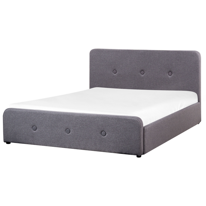Beliani-RENNES -Bed met opbergruimte-Donkergrijs-160x200 cm-Polyester