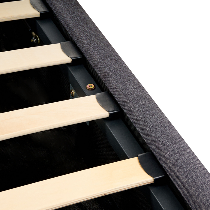 Beliani-RENNES -Bed met opbergruimte-Donkergrijs-160x200 cm-Polyester