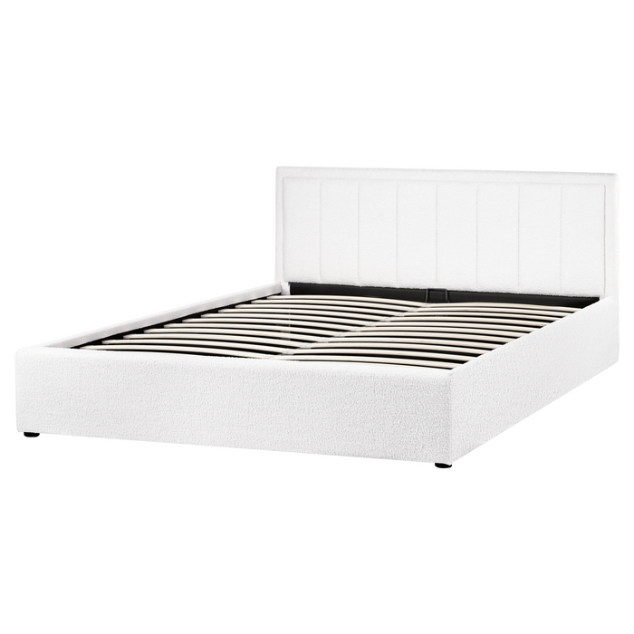 Beliani-MONTLAUR-Bed met opbergruimte-Wit-160 x 200 cm-Bouclé