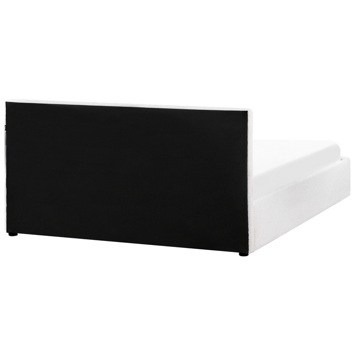 Beliani-MONTLAUR-Bed met opbergruimte-Wit-160 x 200 cm-Bouclé