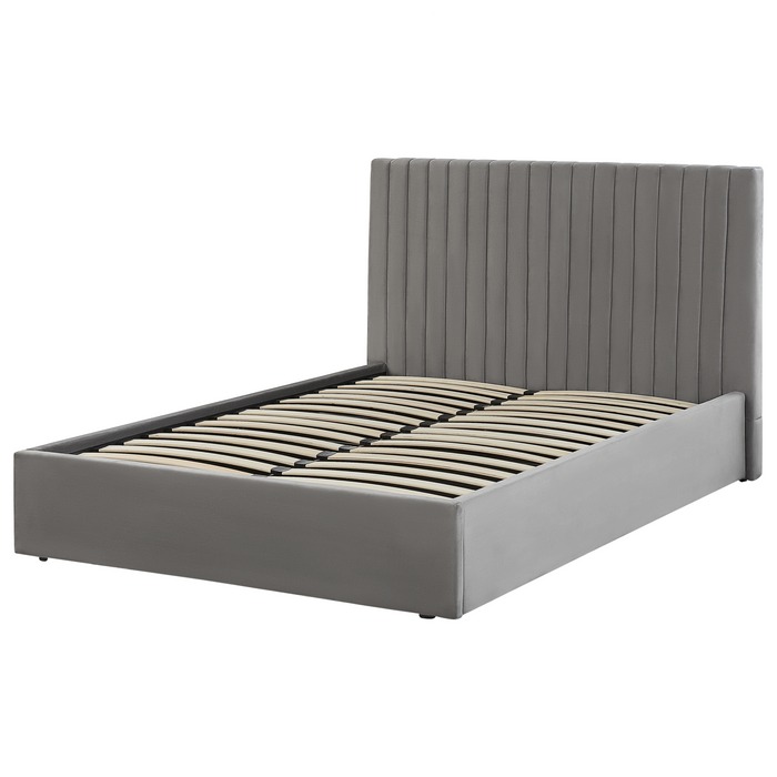 Beliani - VION - Bed met opbergruimte - Grijs - 140 x 200 cm - Fluweel