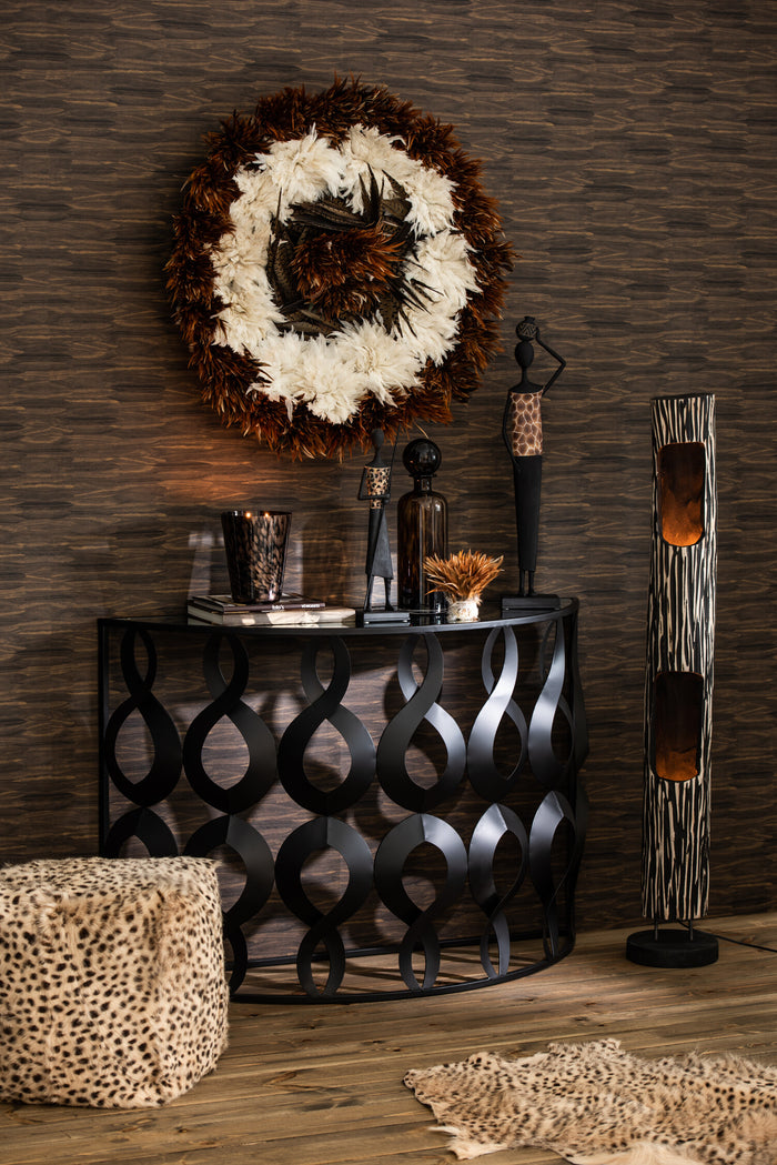 J-Line decoratie fles + stop Spikkel - glas - bruin|zwart - medium