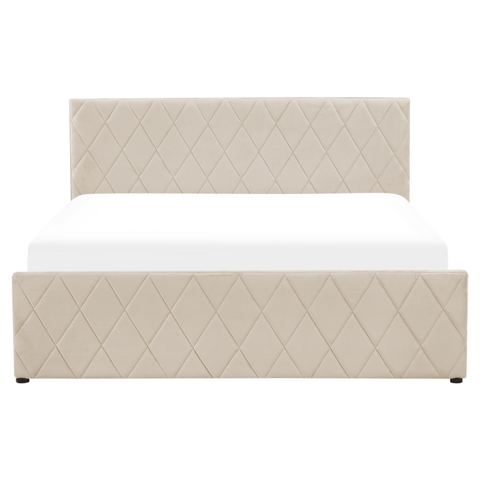 Beliani - ROCHEFORT - Tweepersoonsbed - Beige - 160 x 200 cm - Fluweel