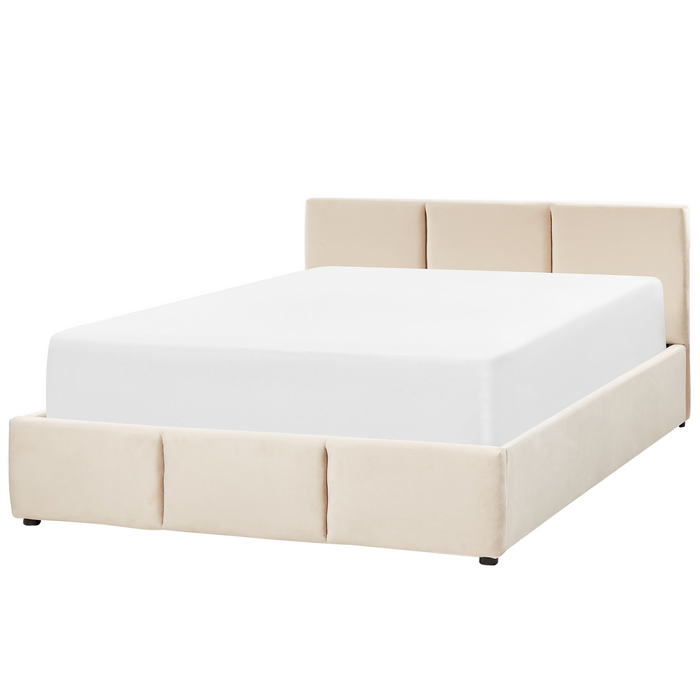 Beliani - BOUSSE - Boxspring - Lichtbeige - 140 x 200 cm - Fluweel