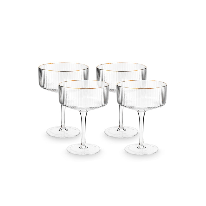 vtwonen Champagneglazen - Glazen set van 4 - met Gouden Rand