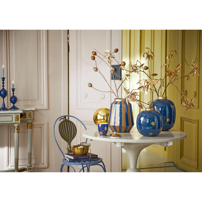 Pip Studio Vaas Dots - Bloemenvaas van Metaal - Navy| Goud - 23cm
