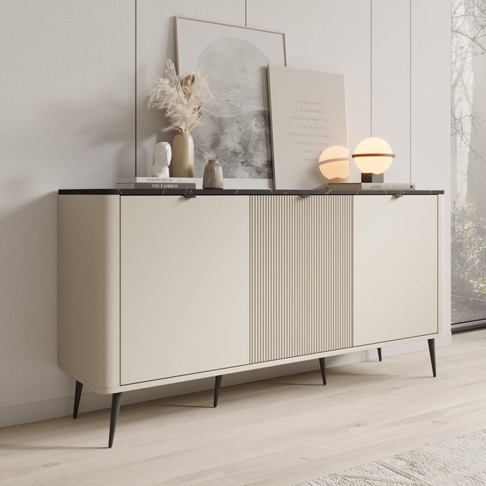 Meubella - Dressoir Mace - Beige - 160 cm