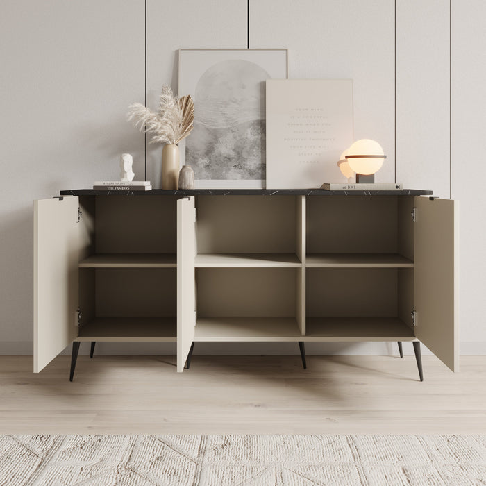 Meubella - Dressoir Mace - Beige - 160 cm