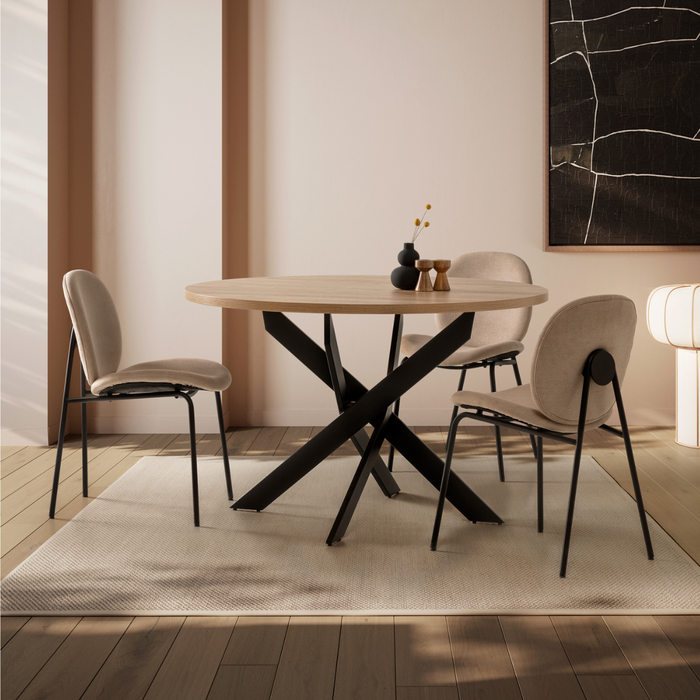 Calicosy - Set 2 stoelen CORI - L45 cm - Stof & zwart metaal