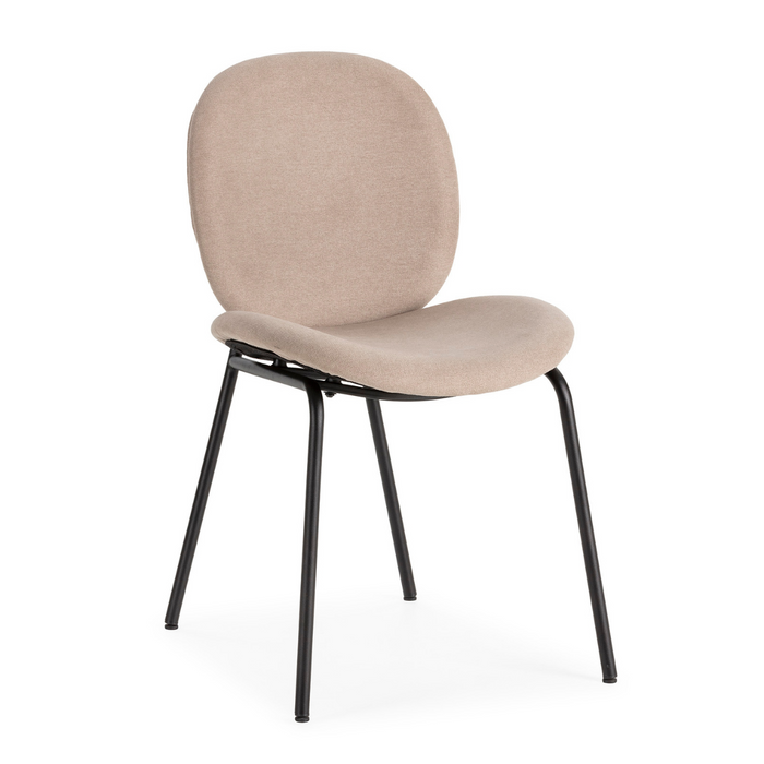 Calicosy - Set 2 stoelen CORI - L45 cm - Stof & zwart metaal