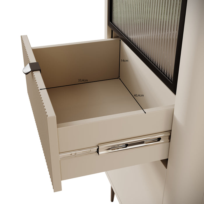 Meubella - Vitrinekast Mace - Beige - 60 cm - Met glas