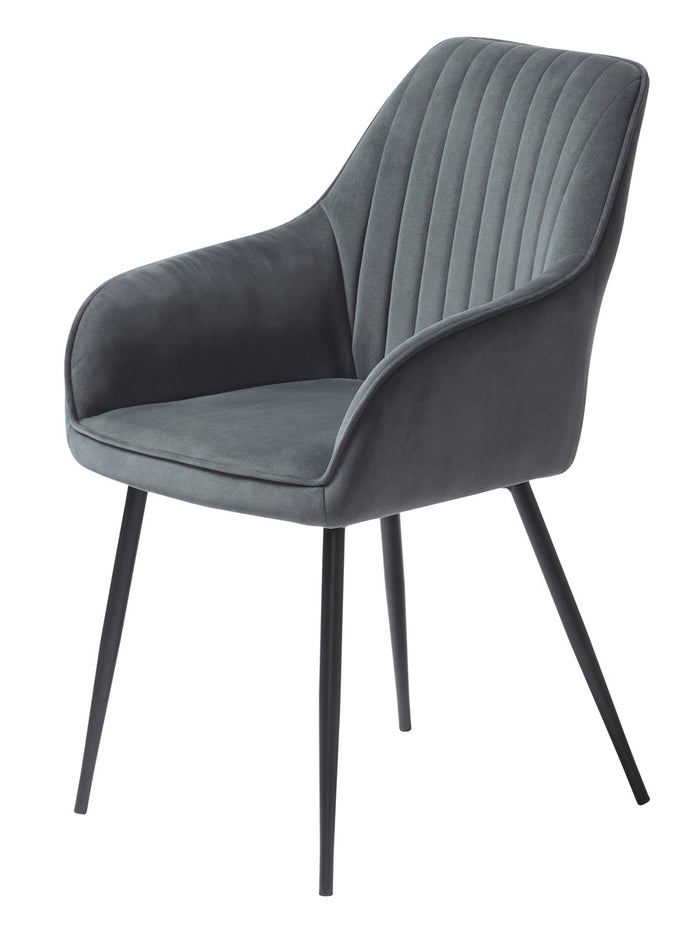 Giga Living - Eetkamerstoel Grijs Velvet - Nolan Stripe - Set van 2