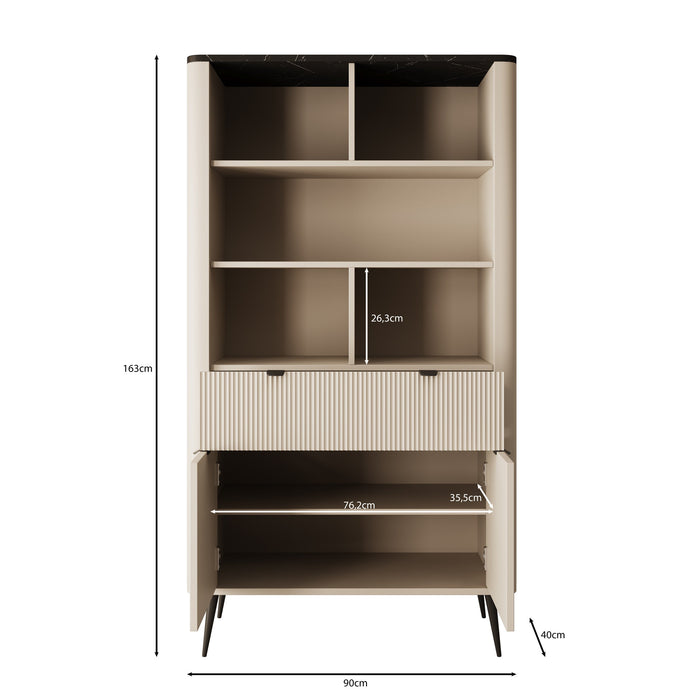 Meubella - Boekenkast Mace - Beige - 90 cm