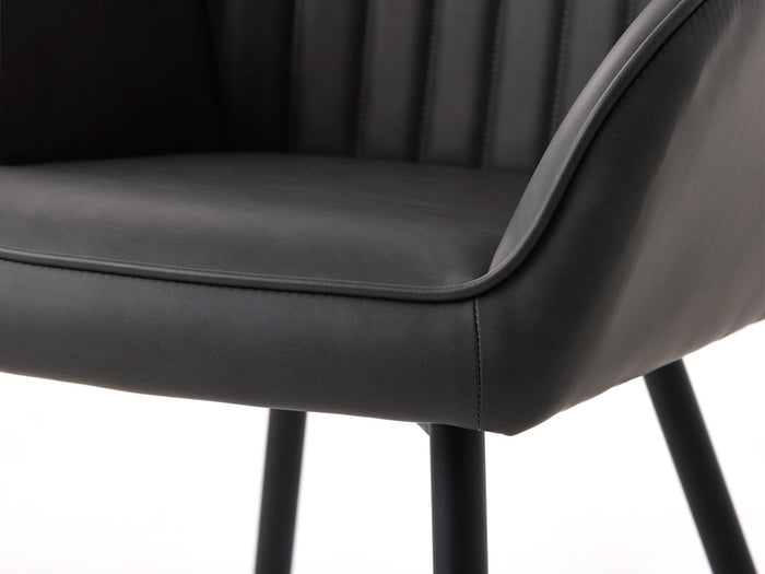 Giga Living - Eetkamerstoel Grijs PU Leer - Nolan Stripe - Set van 2