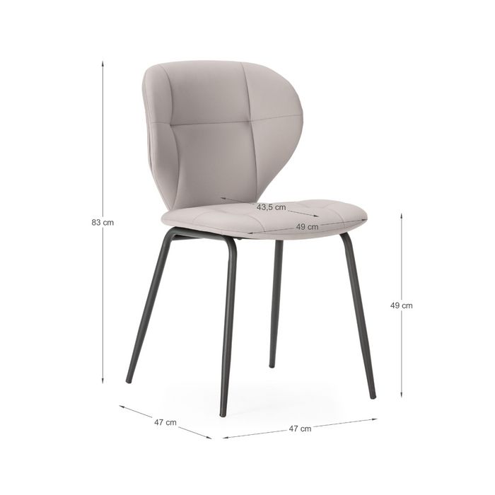 Calicosy - Set 2 stoelen MAURA - L50 cm - Zwart metaal