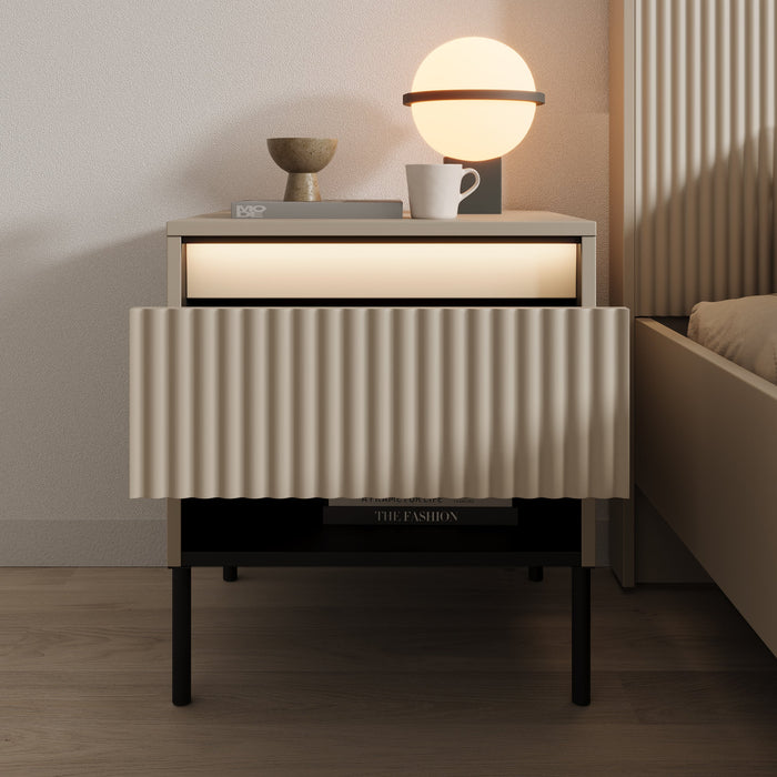 Meubella - Nachtkastje Timoteo 2 - Beige - 46 cm