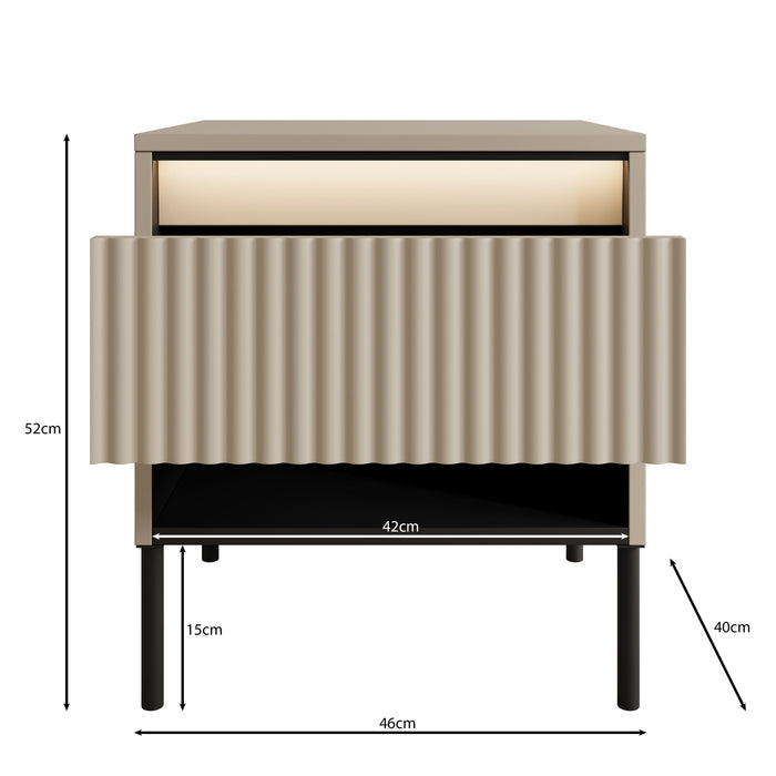 Meubella - Nachtkastje Timoteo 2 - Beige - 46 cm