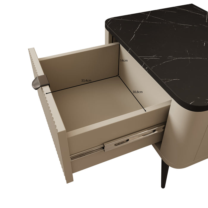 Meubella - Nachtkastje Mace - Beige - 50 cm