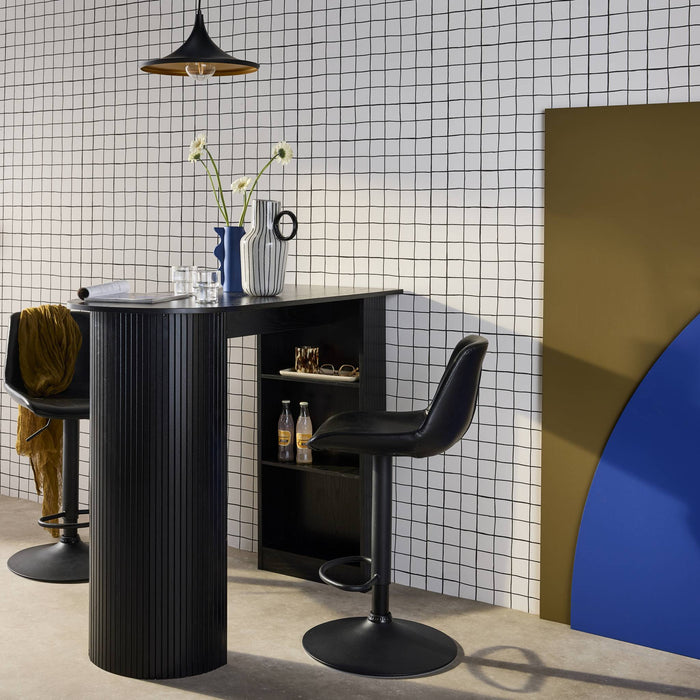 sweeek - Hoge keukentafel van houtdecor met opbergruimte