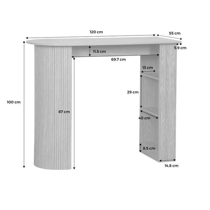 sweeek - Hoge keukentafel van houtdecor met opbergruimte