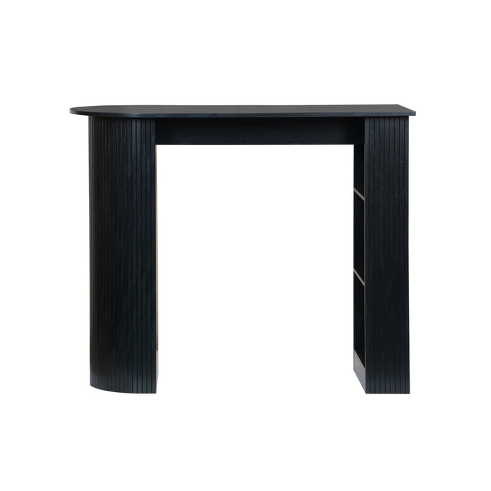 sweeek - Hoge keukentafel van houtdecor met opbergruimte