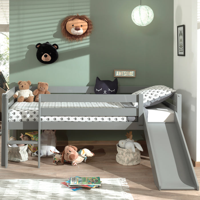 Vipack Pino Halfhoogslaper met Glijbaan 90 x 200 cm - Grijs