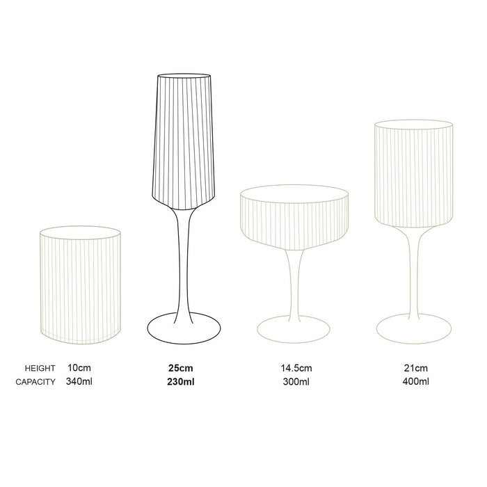 vtwonen Champagneglazen - Glazen set van 4 - met Gouden Rand