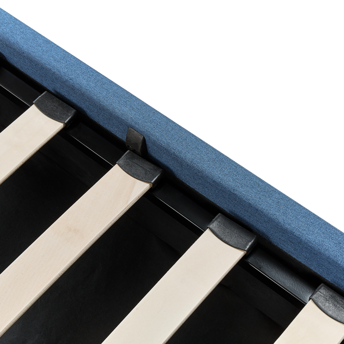 Beliani-DREUX-Bed met opbergruimte-Blauw-160 x 200 cm-Polyester