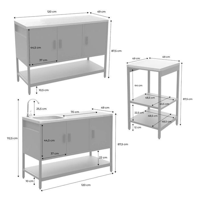 sweeek - Buitenkeuken Naxos 6 modules roestvrij staal met