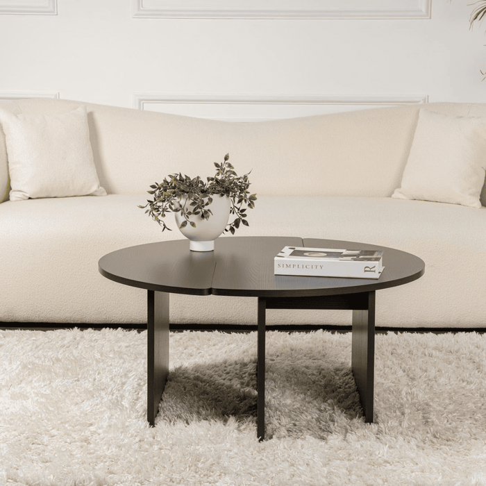 Calicosy - Set van 2 Salontafels MOIRA - B90 cm - Zwart Houtlook