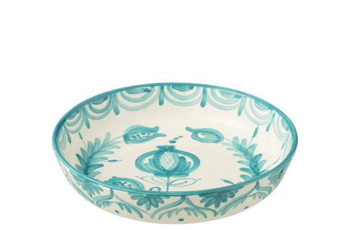J-Line schaal Granada Low - keramiek - wit|aqua - large - Ø