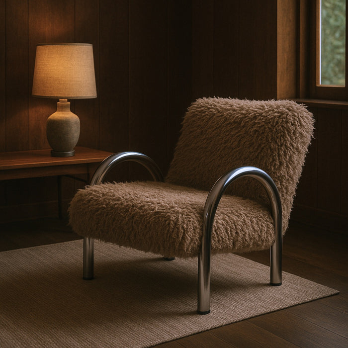 DÉJA Living - Fauteuil - Taupe|Chrome - 72x91x82cm - Mandal