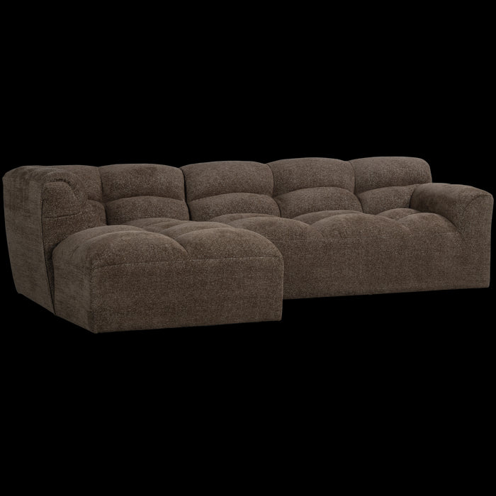 WOOOD Tibas Chaise Longue Bank Links - Geweven Stof - Bruin