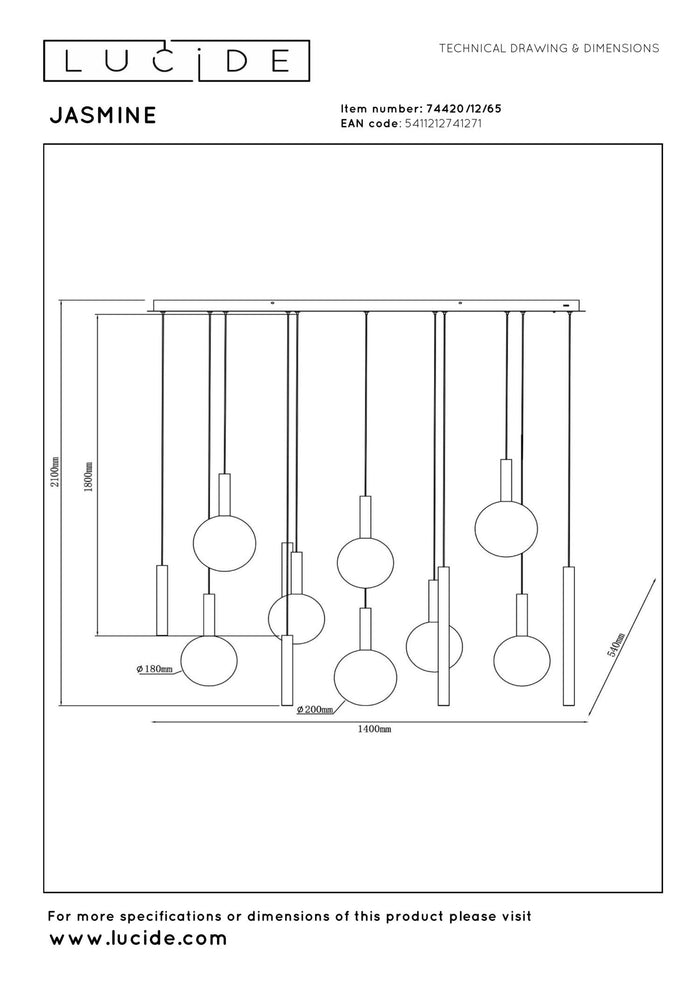 Lucide Premium JASMINE Hanglamp - Koper