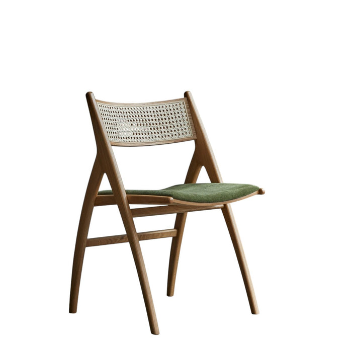 Tikamoon - Stoel in massief eikenhout en groen fluweel