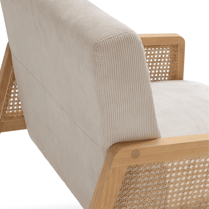 Calicosy - Fauteuil DEBRA - L68 cm - Houten en rotan poten