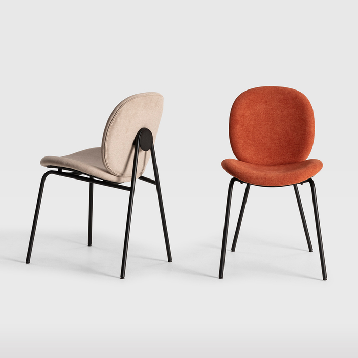 Calicosy - Set 2 stoelen CORI - L45 cm - Stof & zwart metaal