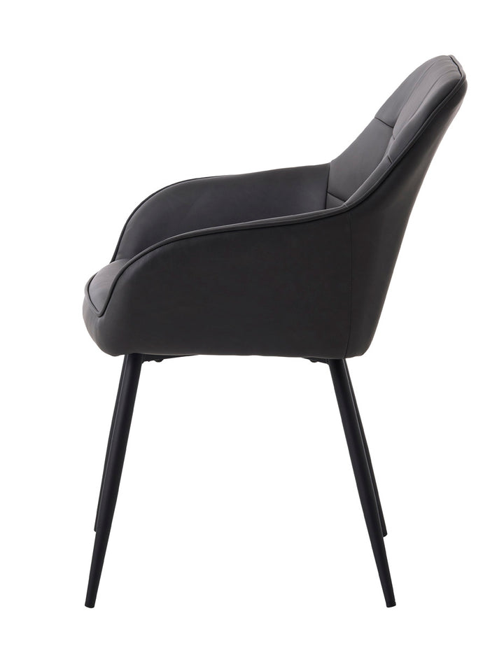 Giga Living - Eetkamerstoel Grijs PU Leer - Nolan - Set van 2