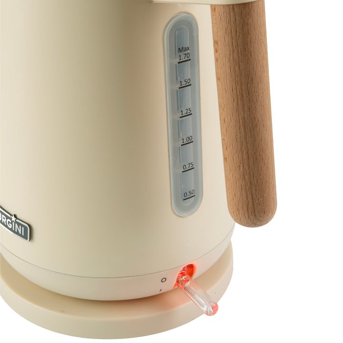 Bourgini Harmony Waterkoker 1.7L – RVS – Crème & Beukenhout