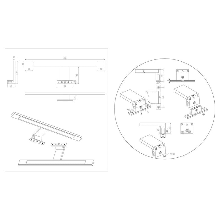 Tiger Ancis LED Spiegellamp 40 cm 4000K Aluminium