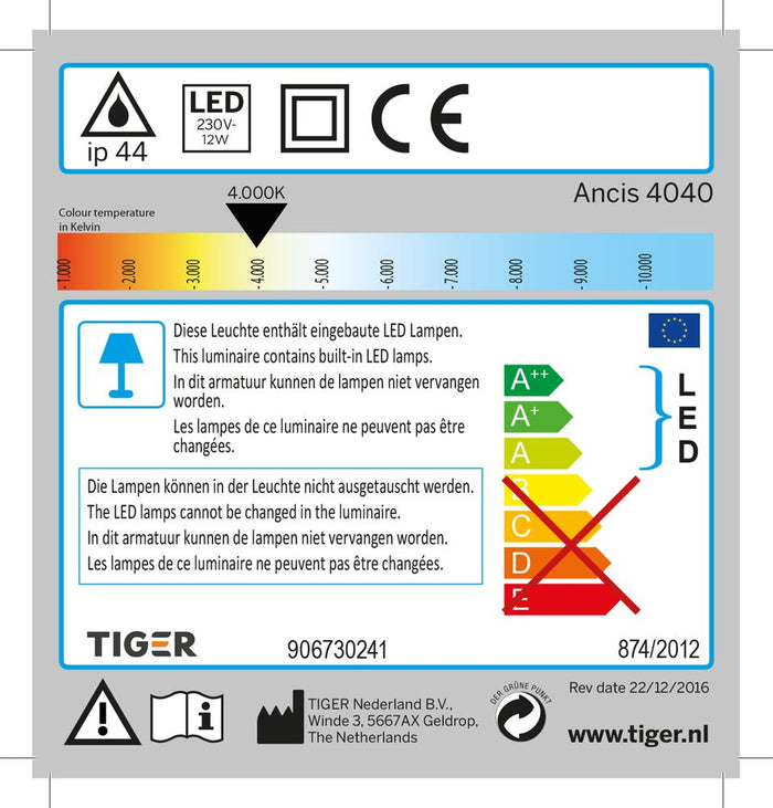 Tiger Ancis LED Spiegellamp 40 cm 4000K Aluminium