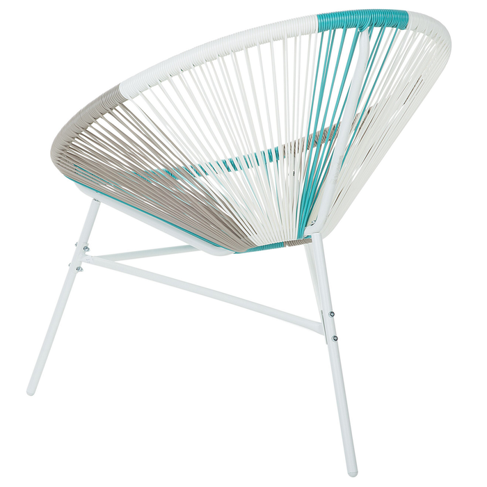 Beliani-ACAPULCO -Tuinstoel set van 2-Wit|Beige|Turquoise-PE rotan