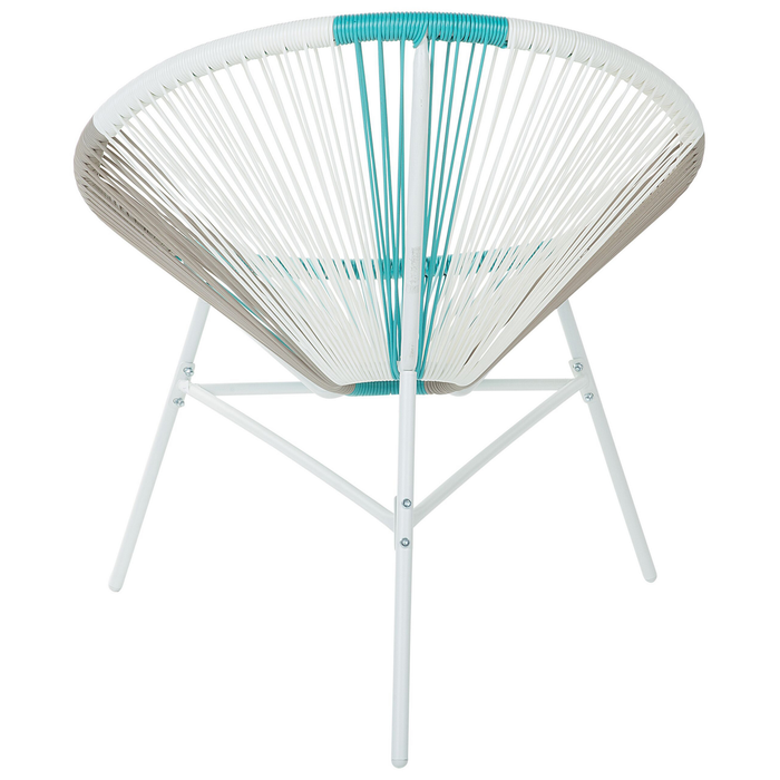 Beliani-ACAPULCO -Tuinstoel set van 2-Wit|Beige|Turquoise-PE rotan