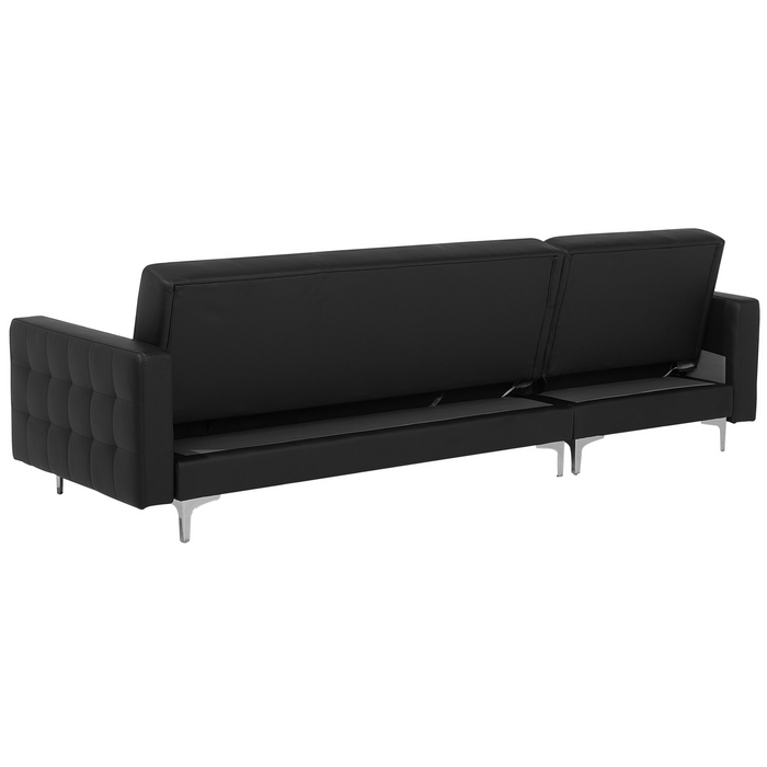 Beliani-ABERDEEN-Hoekslaapbank met ottomaan-Zwart-Rechts-Kunstleer