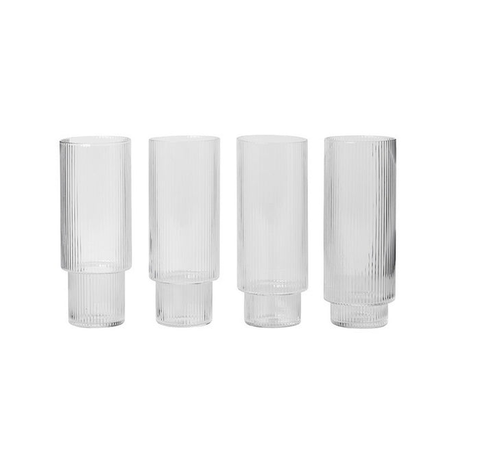 Ferm LIVING Ripple Longdrinkglazen - 4 st. - Clear