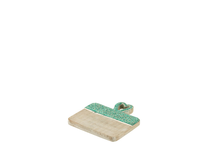 J-Line plateau Hart Mozaiek - mango hout - groen